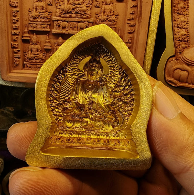 Ksitigarbha Tsa Tsa Mold - Tibetan tsa tsa mold, detailed view
