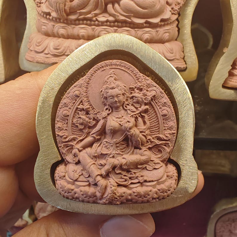 Green Tara Tsa Tsa Mold - Tibetan tsa tsa mold, front view