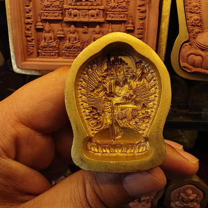 Machig Labdron hold Zen staff Tsa Tsa Mold - Tibetan tsa tsa mold, detailed view