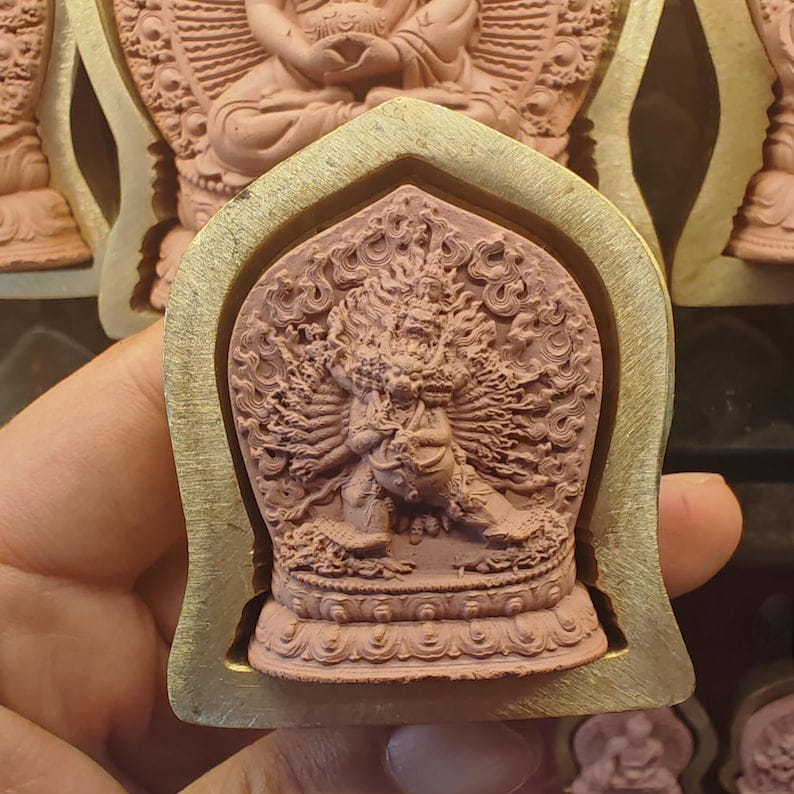 Yamantaka - Ekavira Vajrabhairava Tsa Tsa Mold - Tibetan tsa tsa mold, front view