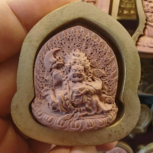 Black-Cloak Mahakala Tsa Tsa Mold - Tibetan tsa tsa mold, front view