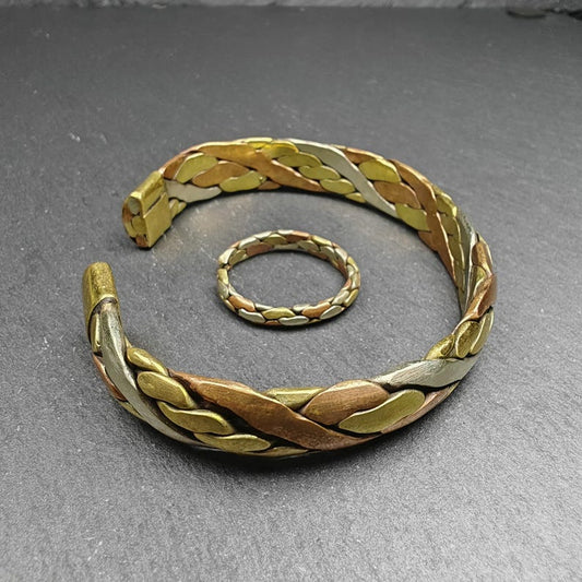Tibetan Jewelry, Cuff Bracelet + Ring,Made of Bronze,Copper,Brass