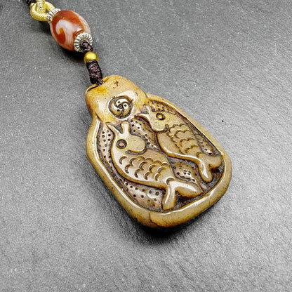 Tibetan Kapala Amulet | Double Fish Pendant