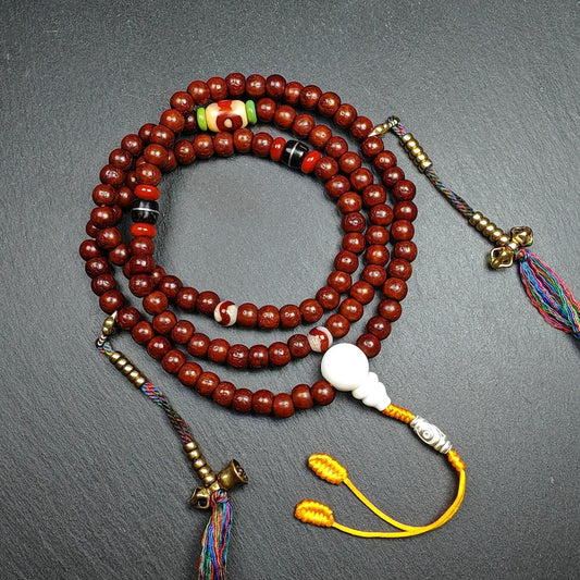 Tibetan 8mm 108 Rudraksha Mala Necklace