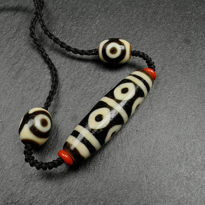 8 Eyes Dzi + Mandala 3 eyes Dzi Beads Amulet