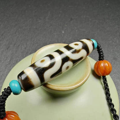 Cross Vajra 6 Eyed Dzi Bead Necklace - Tibetan Buddhist bead necklace, view 6