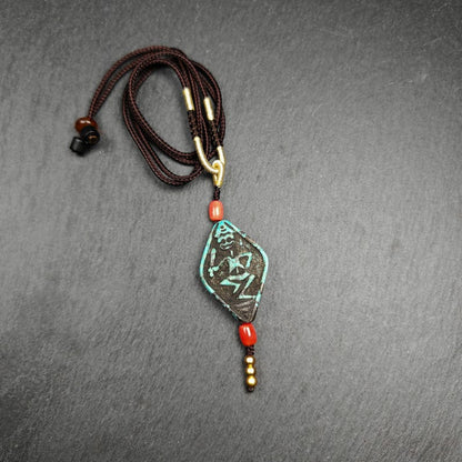 Turquoise Citipati Skull Pendant | Vintage Tibetan Amulet