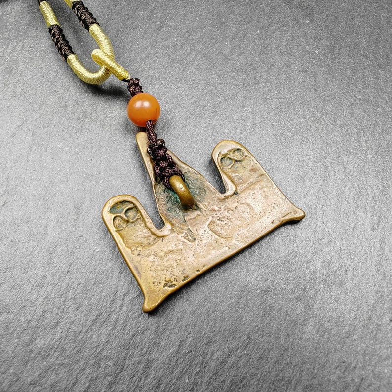Tibetan Buddhist Amulet | Copper Stupa Skull Pendant