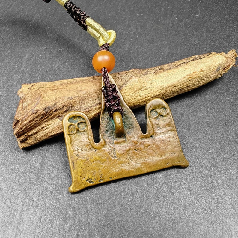 Tibetan Buddhist Amulet | Copper Stupa Skull Pendant
