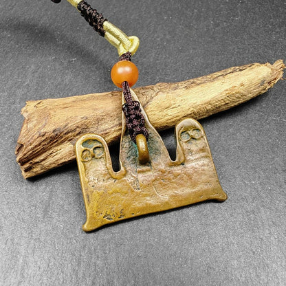 Tibetan Buddhist Amulet | Copper Stupa Skull Pendant