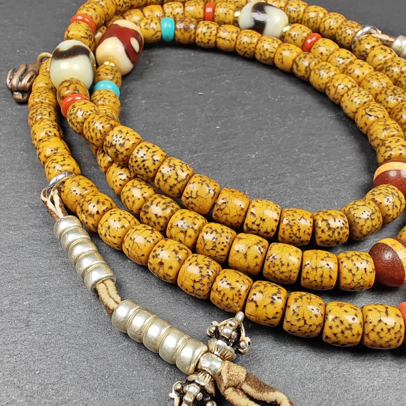 Old 7+mm Lotus Seed Necklace Mala for Women