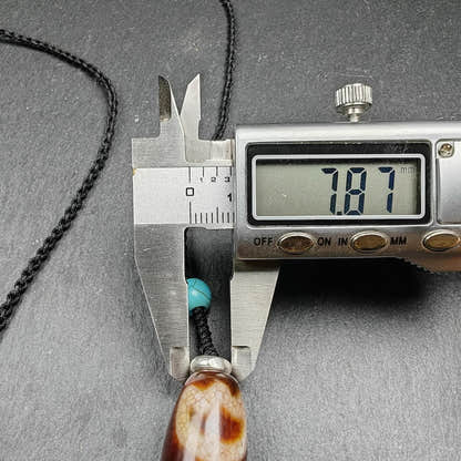 Fire Agate Lotus Dzi Amulet 31 - Tibetan dzi bead, view 9
