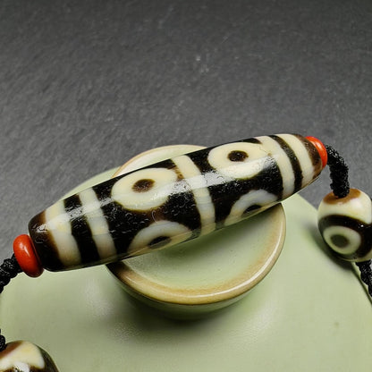 8 Eyes Dzi + Mandala 3 eyes Dzi Beads Amulet