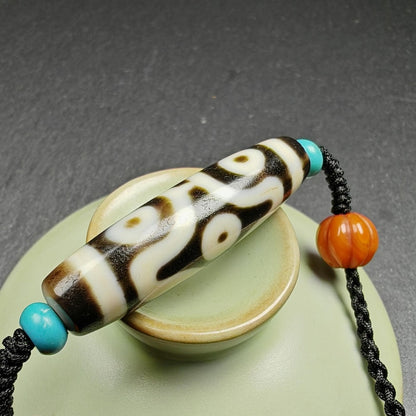 Cross Vajra 6 Eyed Dzi Bead Necklace | 48 × 12mm