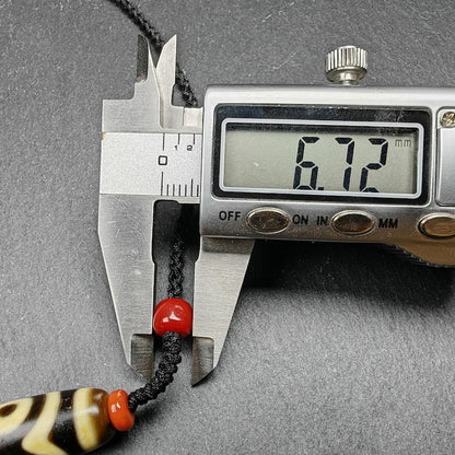 Tibetan Mandala 3 Eyes Dzi Bead Necklace Amulet |30*11mm