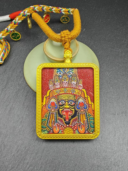 Hand-Painted Drashi Lhamo Amulet | Tibetan Zashi Lhamo Gau Shrine