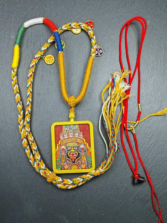 Hand-Painted Drashi Lhamo Amulet | Tibetan Zashi Lhamo Gau Shrine