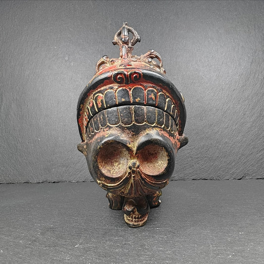 Copper Kapala Skull Cup Set - Tibetan Buddhist Offering Bowl - Ritual Implement - 16cm height