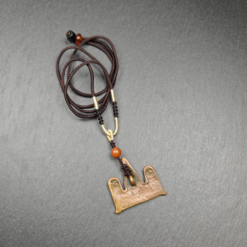 Tibetan Buddhist Amulet | Copper Stupa Skull Pendant