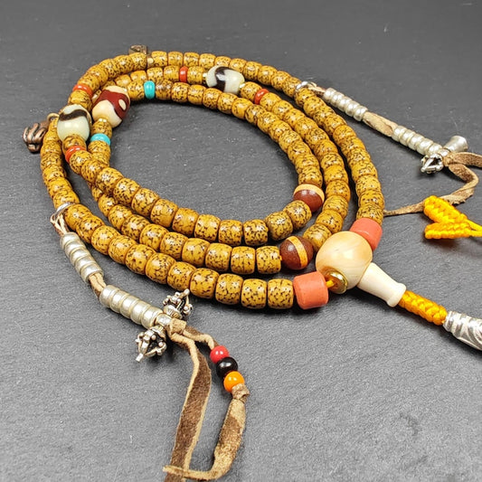 Old 7+mm Lotus Seed Necklace Mala for Women