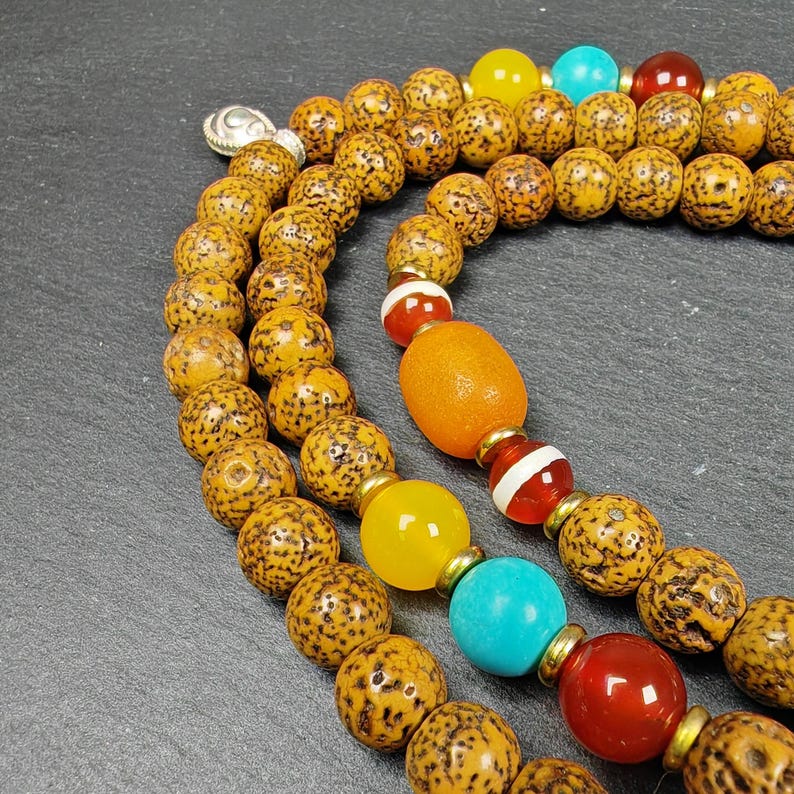 Old 9mm Lotus Seed Necklace Mala