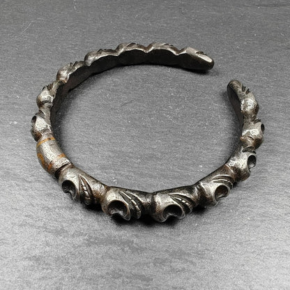 Tibetan Citipati Skull Bangle,Cold Iron Cuff Bracelet