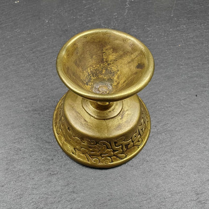 Tibetan Buddhist Offering Butter Lamps Set - Carved OM Mani Pademe Hum Letter - Made of Bronze