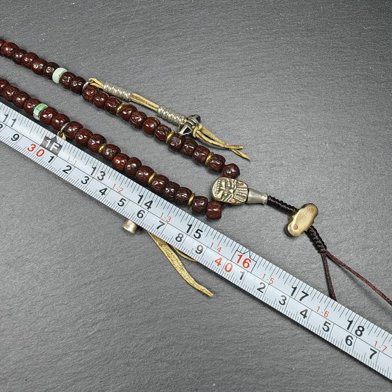 Authentic 8mm Rudraksha Necklace Mala: Tibetan 108 Prayer Beads Rosary - 40cm Stretched