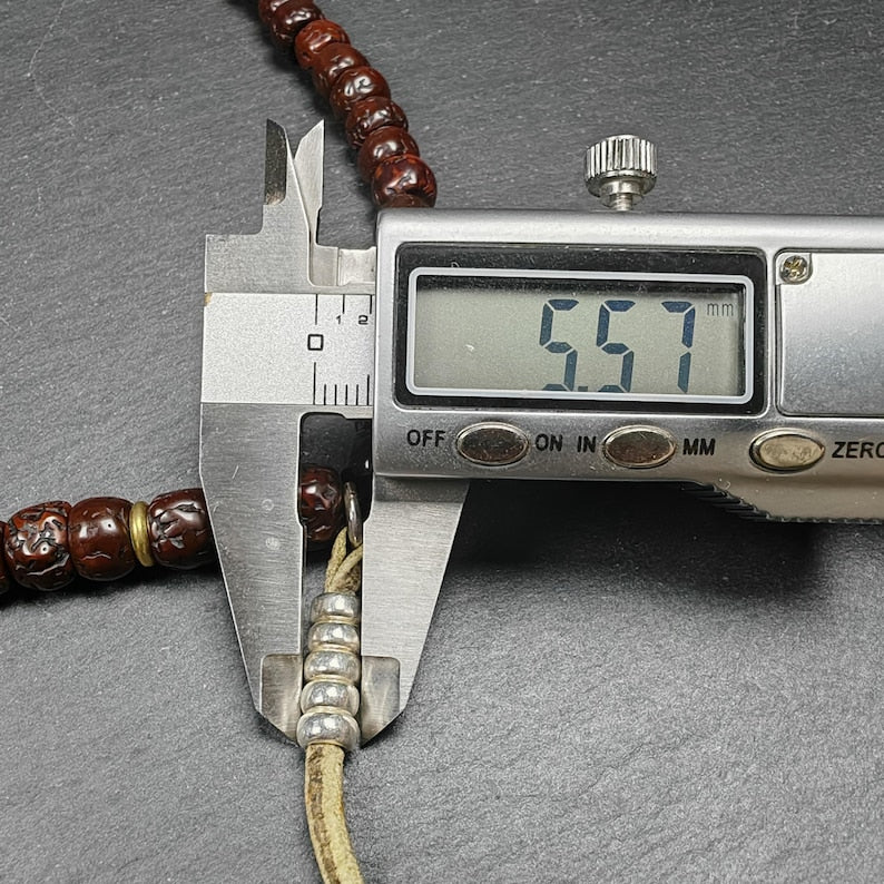 Authentic 8mm Rudraksha Necklace Mala: Tibetan 108 Prayer Beads Rosary - 40cm Stretched