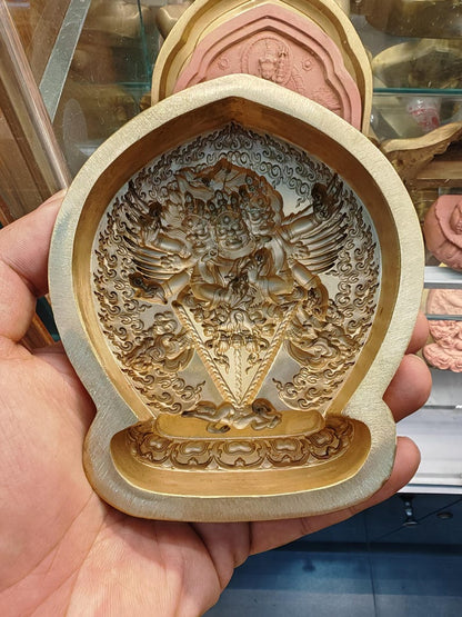 3 Faced 6 Armed Black Hayagriva Tsa Tsa Mold - 11cm Height