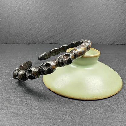 Tibetan Citipati Skull Bangle,Cold Iron Cuff Bracelet