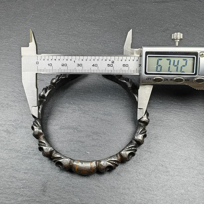 Tibetan Citipati Skull Bangle,Cold Iron Cuff Bracelet