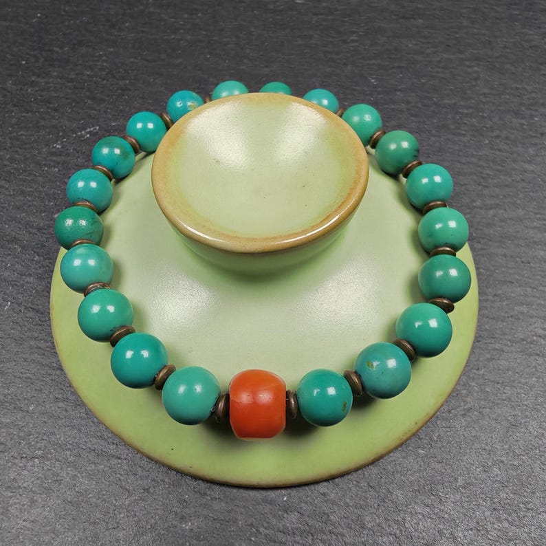 Turquoise Bracelet - Gemstone Beaded TIBETAN Wrist Mala