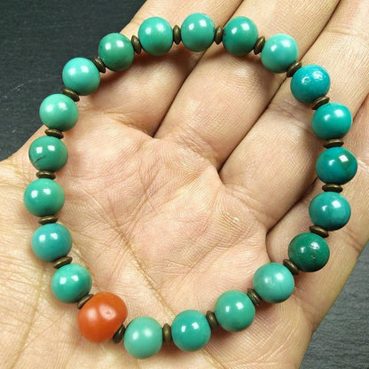 Turquoise Bracelet - Gemstone Beaded TIBETAN Wrist Mala
