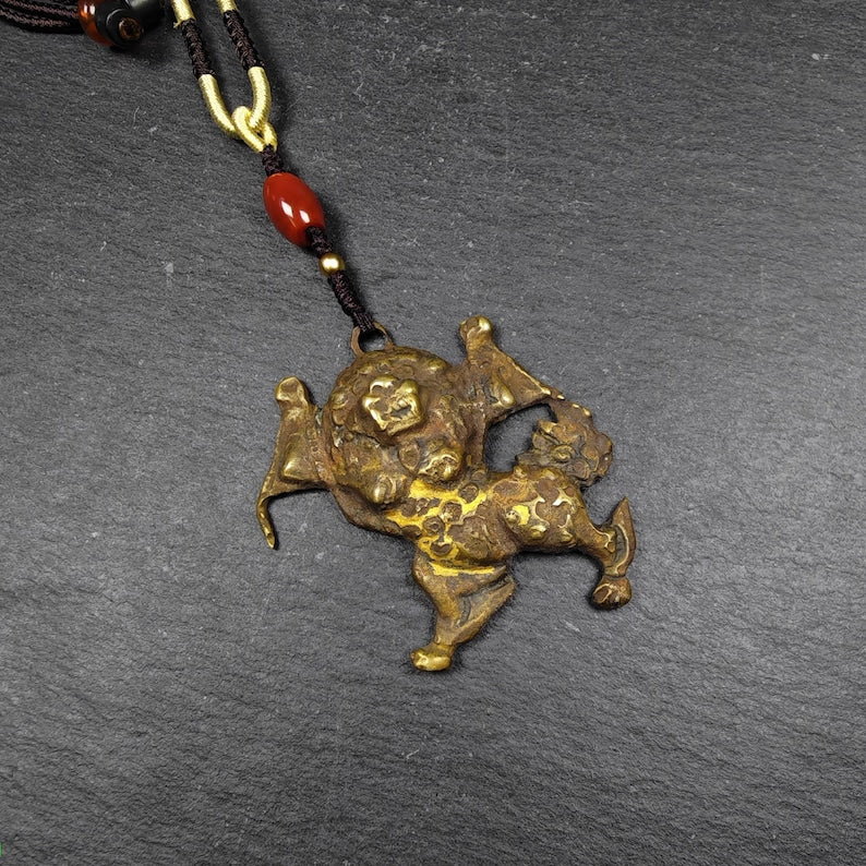 Authentic Tibetan Snow Lion Amulet