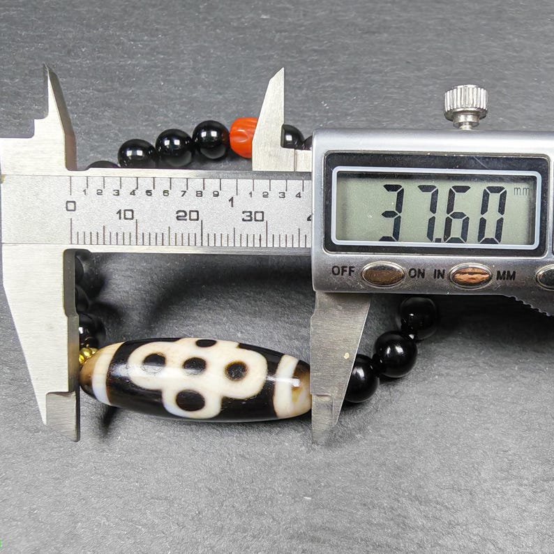 Thunder 5 Eyes Dzi Wrist Mala - Gandhanra Unique Tibetan Dzi + Black Onyx + Agate Bracelet - Spiritual Gift