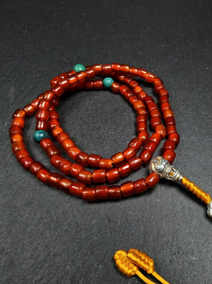 Authentic Old 6mm Pure Agate Necklace Mala - 32cm stretched
