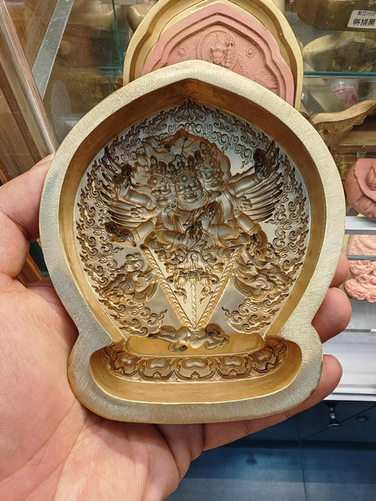 3 Faced 6 Armed Hayagriva Tsa Tsa Mold - 11cm Height - Tibetan Buddhist art, detailed view