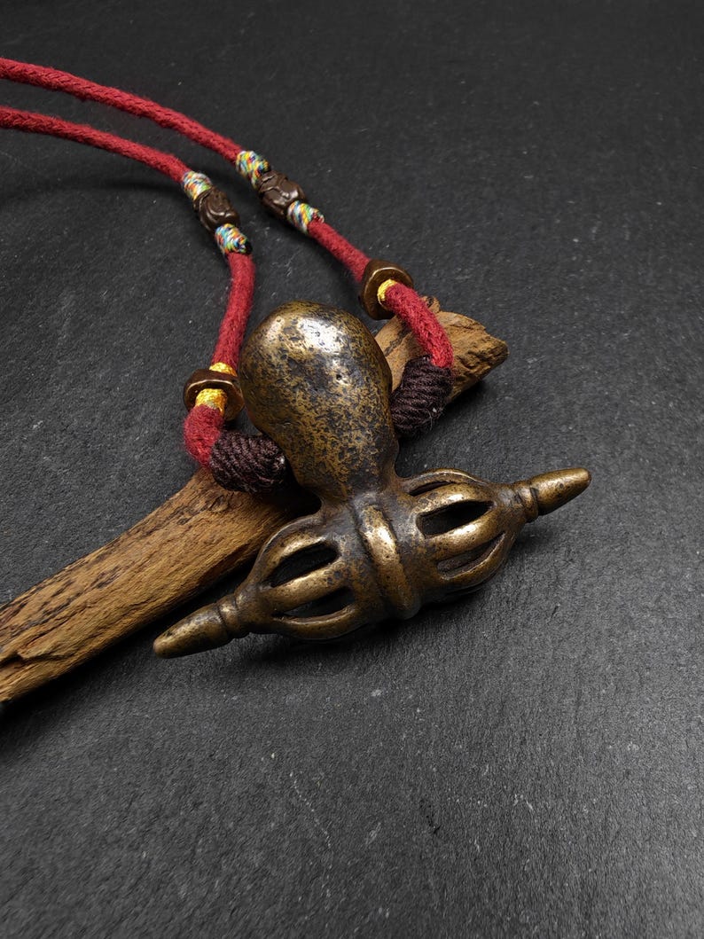 Authentic Old Citipati Skull Vajra Amulet - 53×38mm