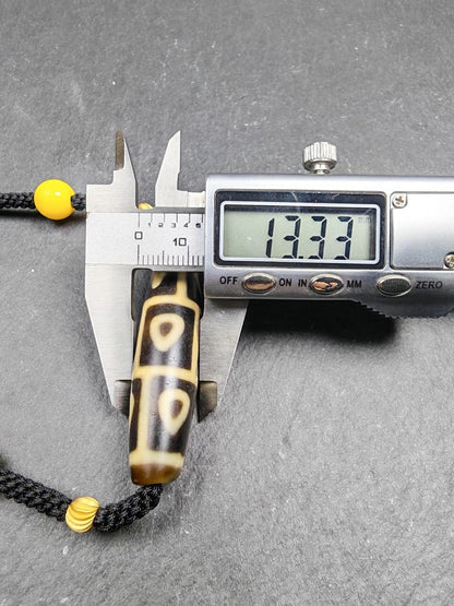 Antique 9 Eyes Bodhi Heart Dzi Necklace - 53 x 13mm