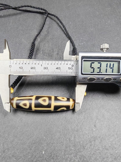 Antique 9 Eyes Bodhi Heart Dzi Necklace - 53 x 13mm