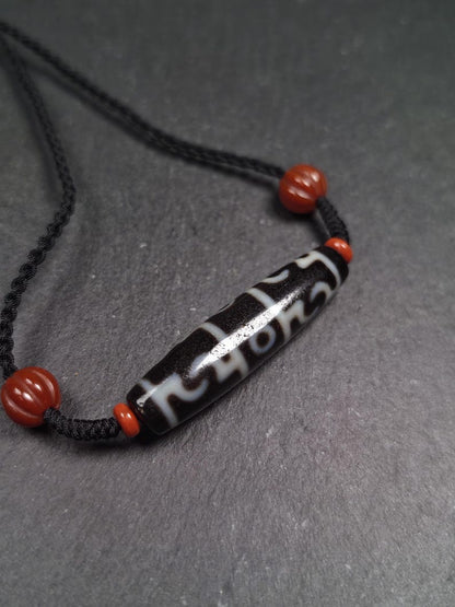 Dzi Neckalce - Guru Rinpoche Three Realms 3 Eyes Dzi Bead,50× 12 mm