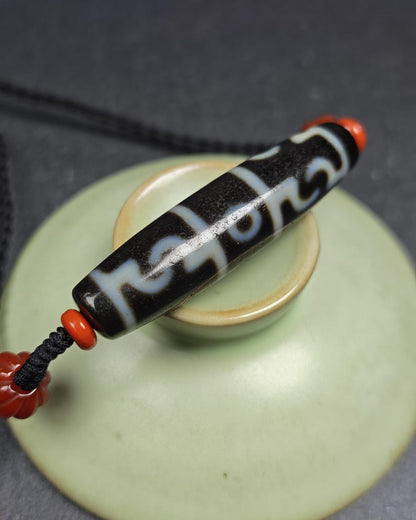 Dzi Neckalce - Guru Rinpoche Three Realms 3 Eyes Dzi Bead,50× 12 mm