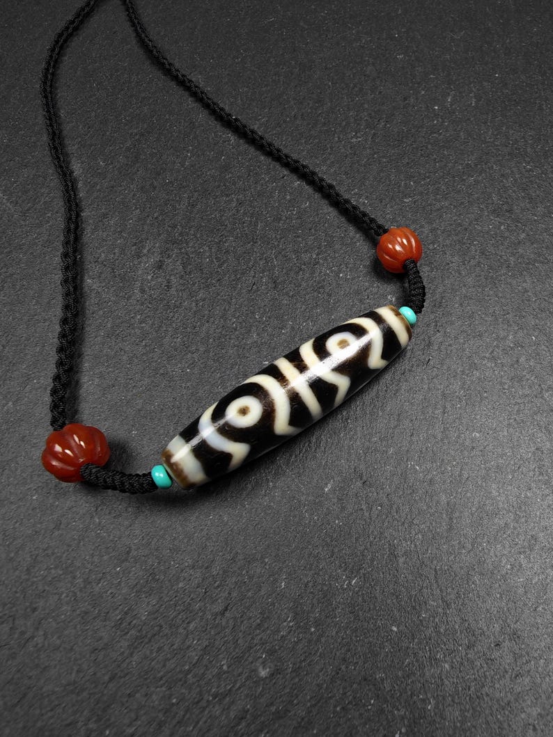 Mandala 6-Eyes Dzi Necklace