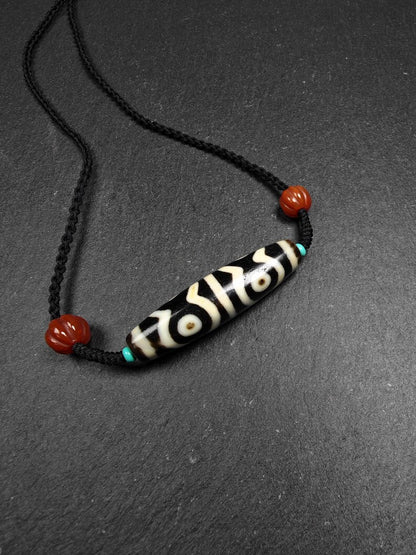 Mandala 6-Eyes Dzi Necklace