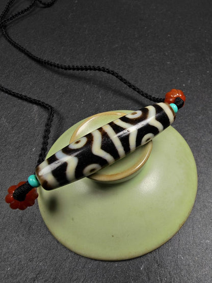 Mandala 6-Eyes Dzi Necklace