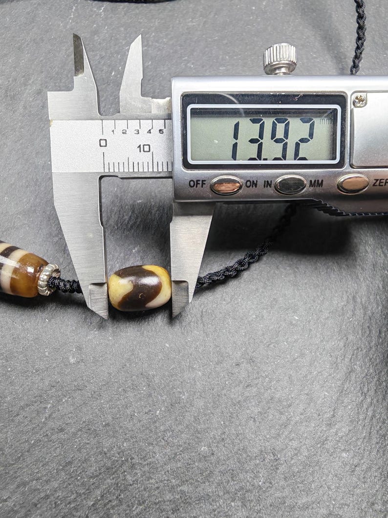 Dzi Necklace - 8 Eyes Mandala Dzi Amulet - 45×12mm