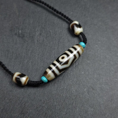 Vintage 3 Eyes Dzi Bead Necklace | 41*12mm