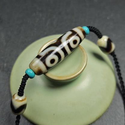 Vintage 3 Eyes Dzi Bead Necklace | 41*12mm