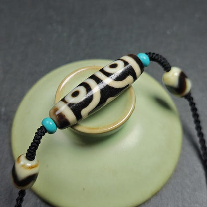 Vintage 3 Eyes Dzi Bead Necklace | 41*12mm